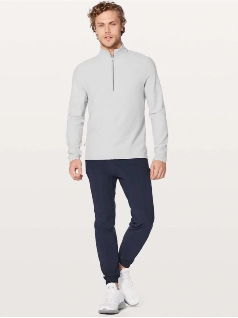 Lululemon Men’s Surge Warm 1/2 Zip Heathered Sea Salt, Size S